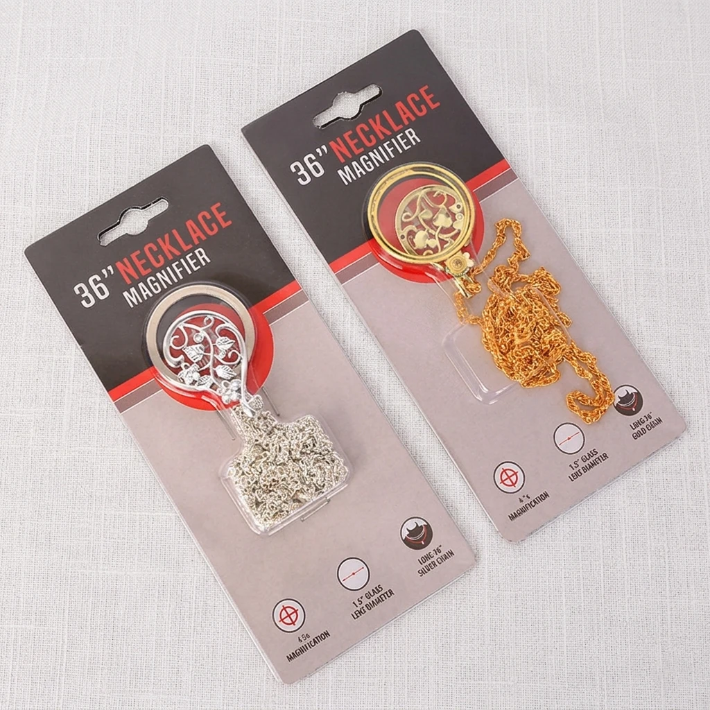 Premieragers.com - Elegant Vintage Rhinestone Magnifier Necklace - Packaging Display 2
