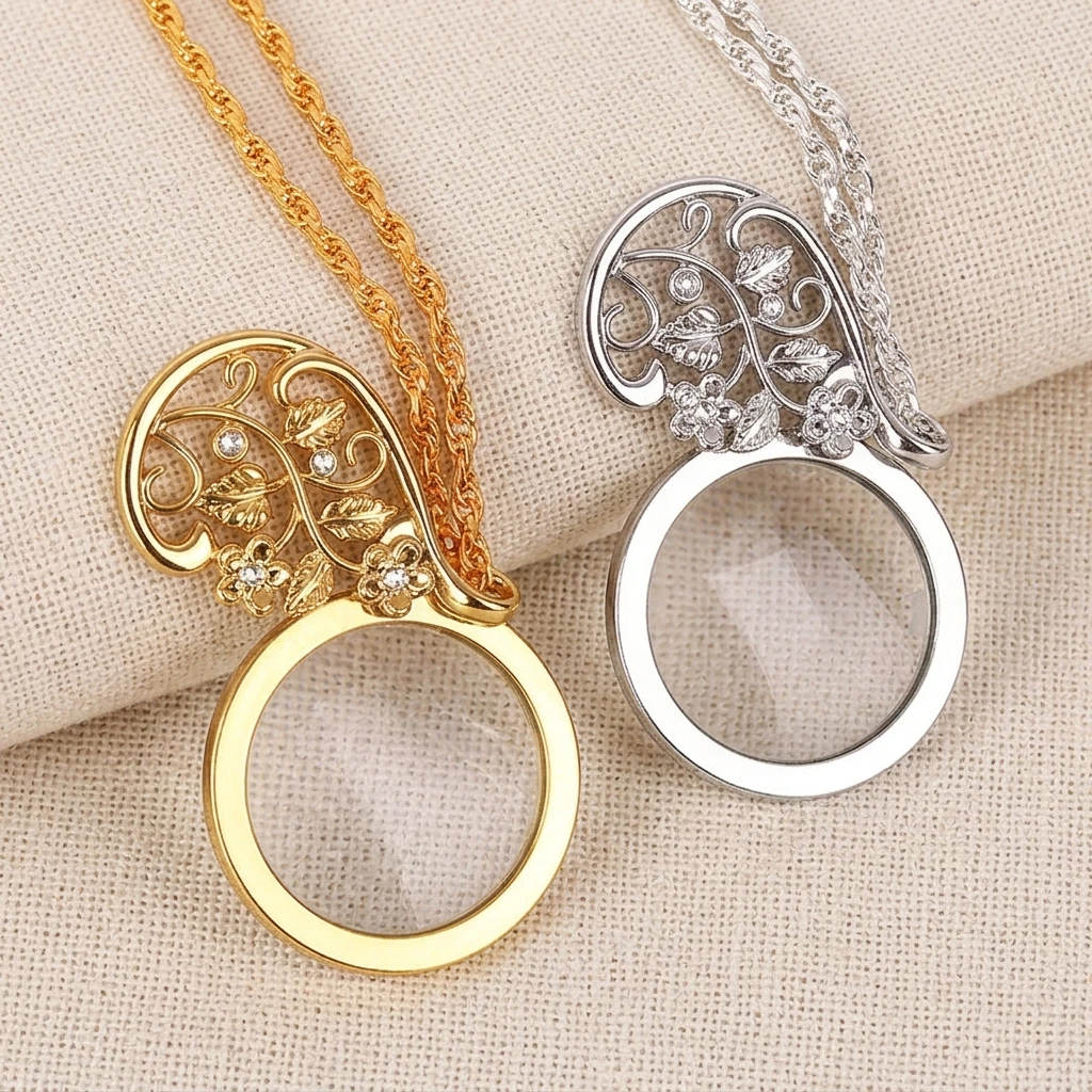 Premieragers.com - Elegant Vintage Rhinestone Magnifier Necklace