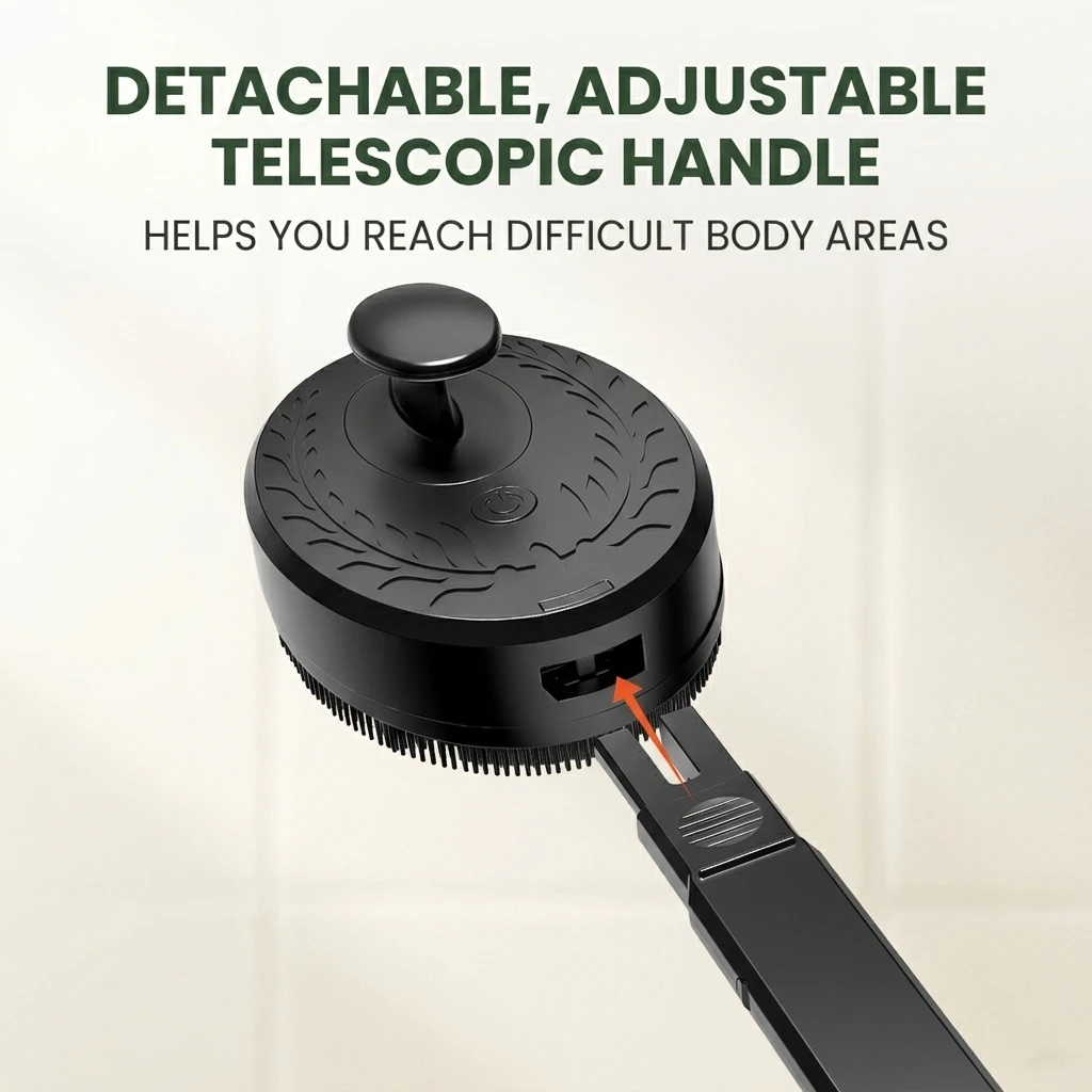 premieragers.com - Bend-free electric shower brush - Detachable, Adjustable Telescopic Handle