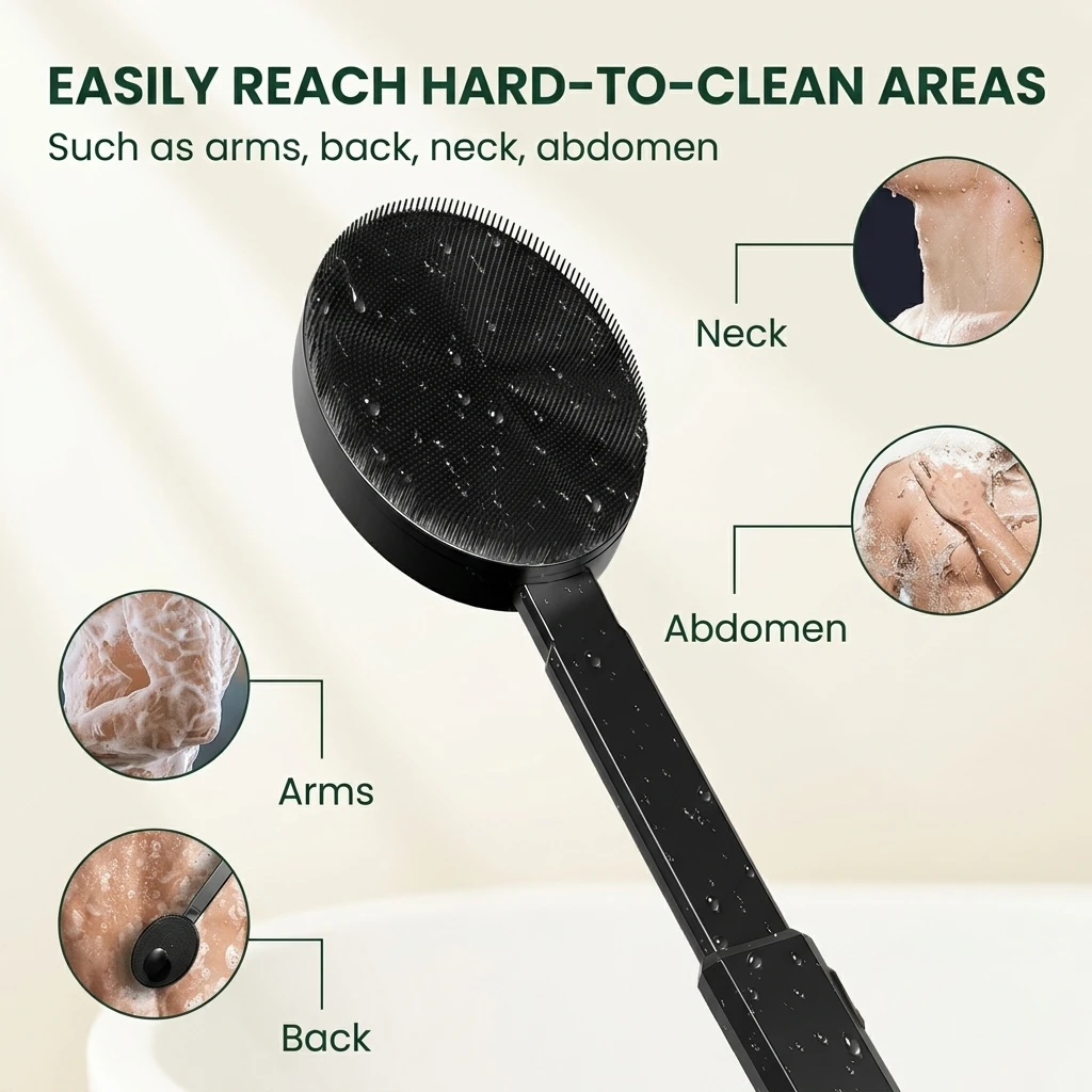 premieragers.com - Bend-free electric shower brush - Easily Reach Hard-to-clean Areas