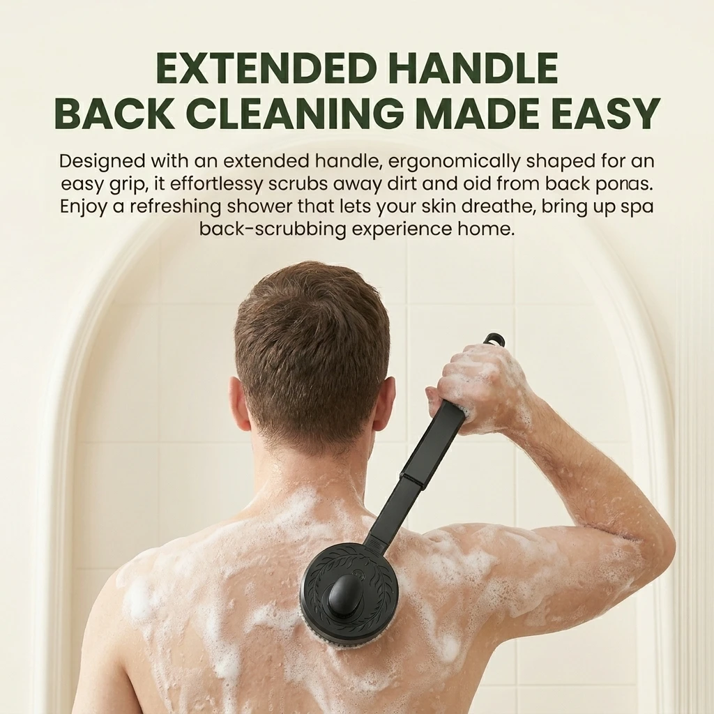premieragers.com - Bend-free electric shower brush - Extended Handle Back Cleaning Made Easy